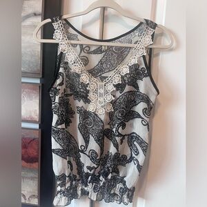 Pretty Sheer White & Black Blouse